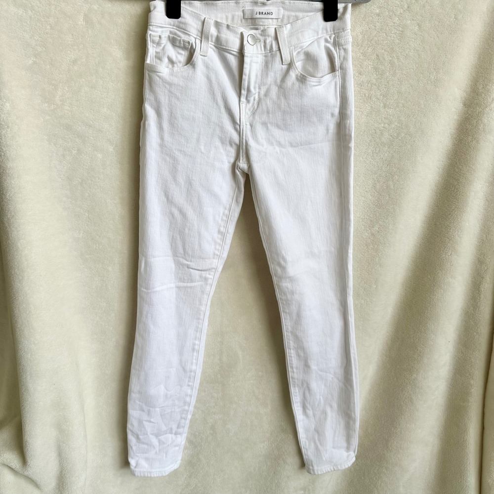J Brand 835 Mid Rise Crop Skinny Jeans Blanc White Size 24 Premium Denim
